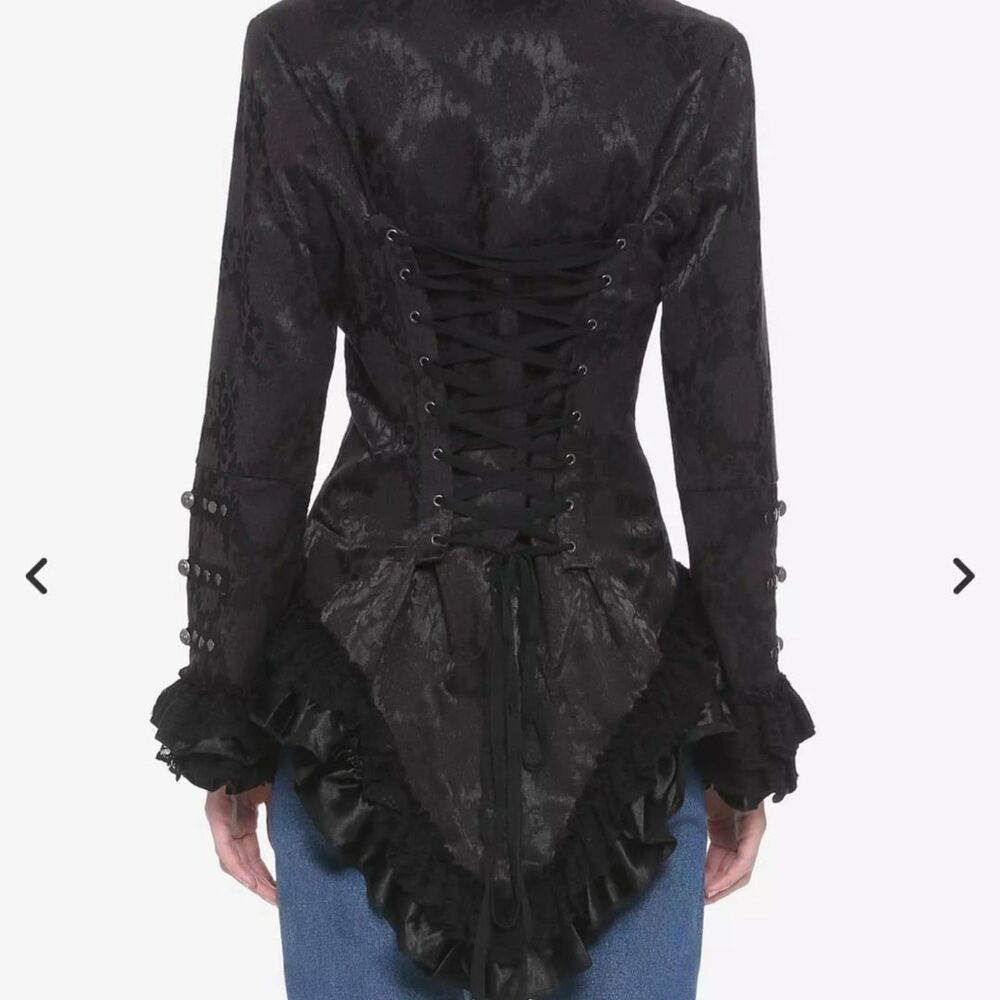 Hot Topic Hearts & Roses Black Brocade Gothic Victorian Jacket Women's 16 - Picture 3 of 10